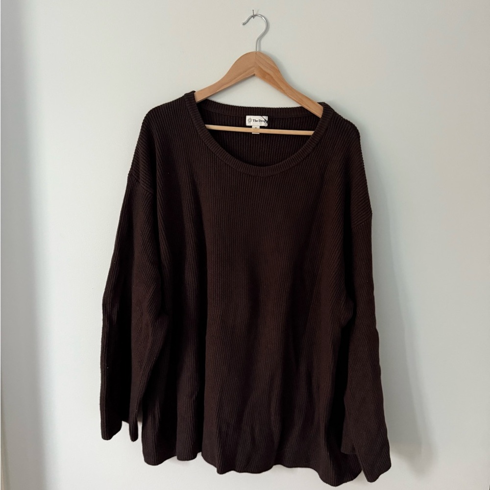 The Drop Women's Alice Crew-Neck Back-Slit Ribbed Pullover Sweater